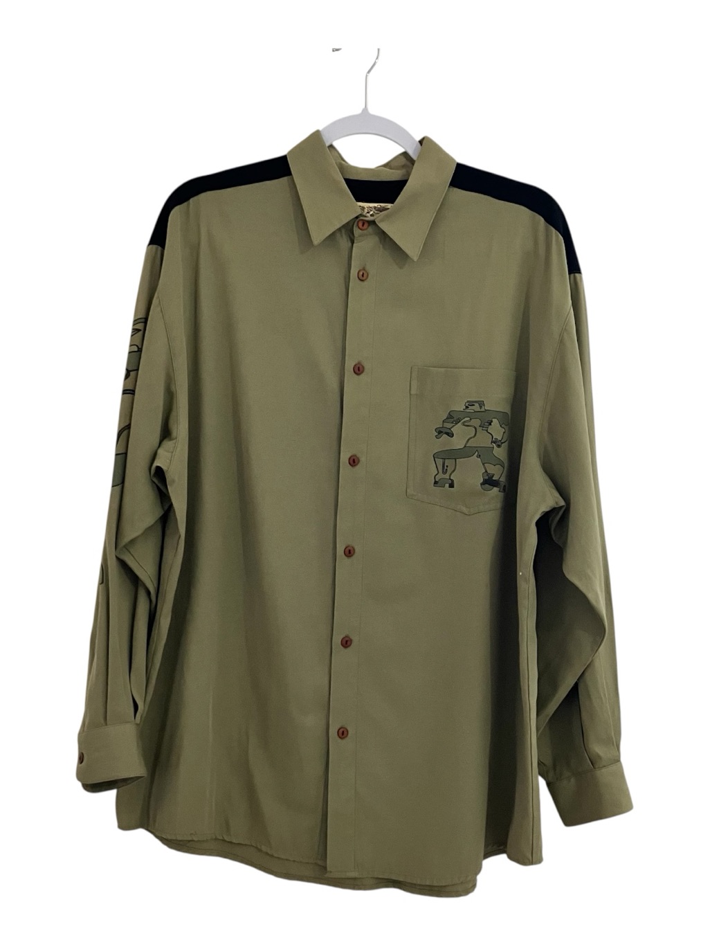 Vintage Joe Dahun Menâs Abstract Graphic Button Up Shirt Hong Kong Fit Size 2